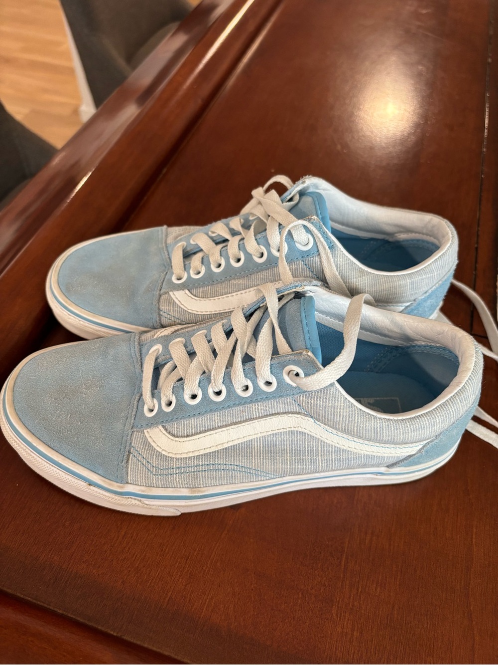 Vans Light Blue Low-Top Sneakers with White Stripe